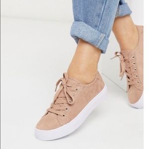 Faux suede lace up sneaker